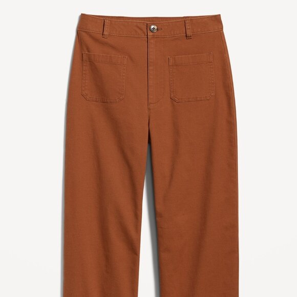 (NWT) Old Navy - high waisted crop chino wide leg pants rusty copper brown - Picture 4 of 4